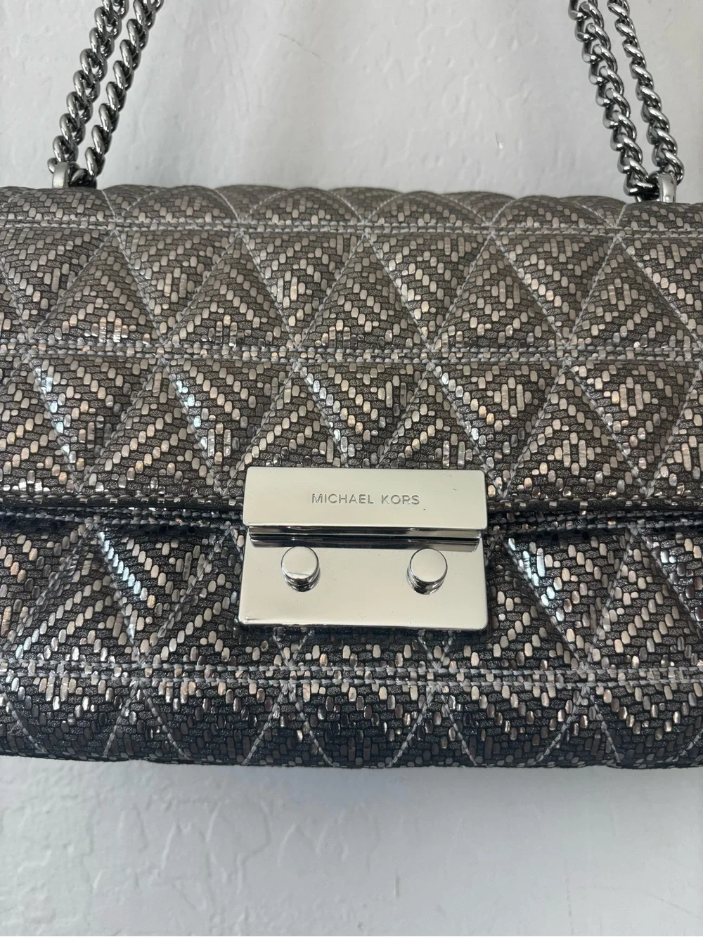Michael Kors Sloan NWOT Gunmetal Quilted Chain Shoulder Bag